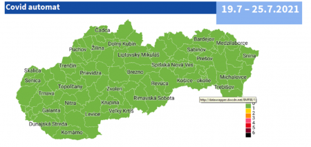 Slovensko prechádza od 19. júla 2021 do zelenej fázy. Zdroj: NCZt, MZ, ÚVZ